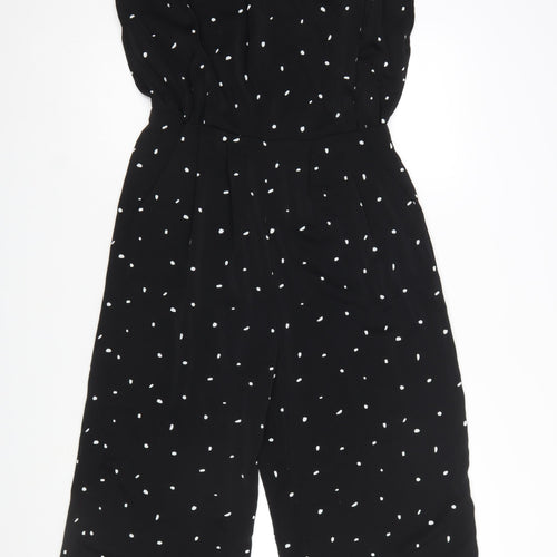Armani Exchange Women’s Black Polka Dot Sleeveless Wide-Leg Jumpsuit Size 12