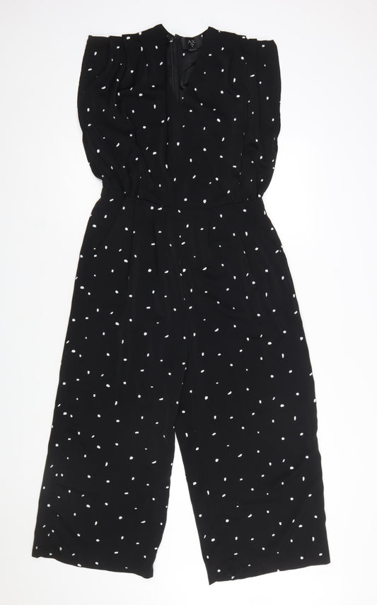 Armani Exchange Women’s Black Polka Dot Sleeveless Wide-Leg Jumpsuit Size 12