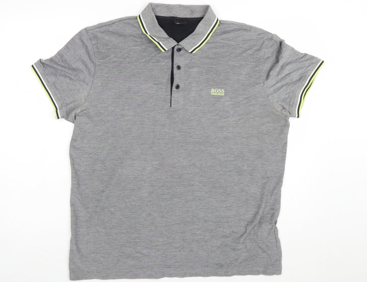 Hugo Boss Men’s Grey 2XL Polo Shirt Cotton Logo Short Sleeve