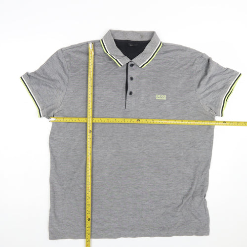 Hugo Boss Men’s Grey 2XL Polo Shirt Cotton Logo Short Sleeve