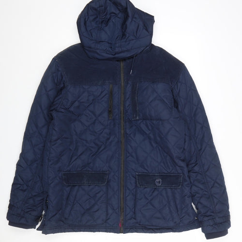 Nicholas Deakins Men's Blue Quilted Hooded Jacket XL