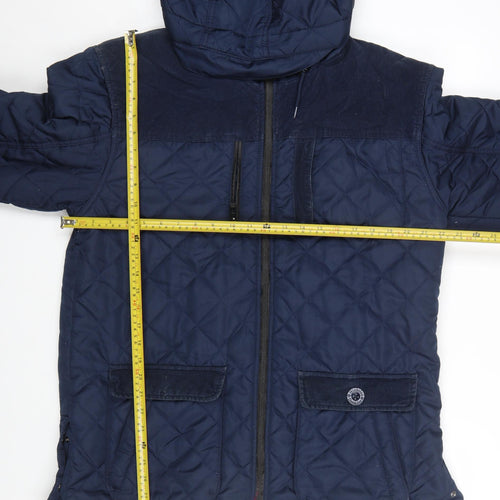 Nicholas Deakins Men's Blue Quilted Hooded Jacket XL