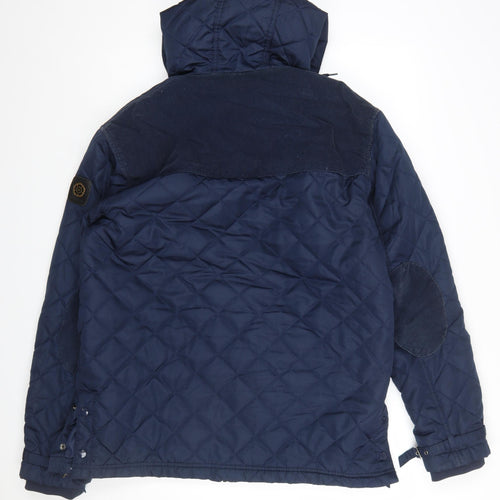 Nicholas Deakins Men's Blue Quilted Hooded Jacket XL