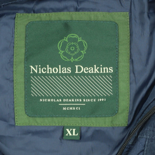 Nicholas Deakins Men's Blue Quilted Hooded Jacket XL