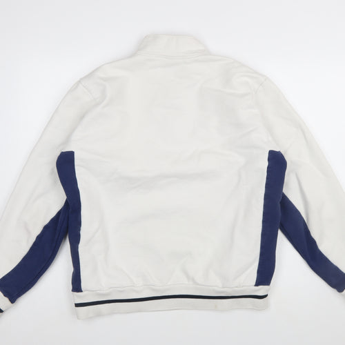 Hélas Men's White 1/4 Zip Cotton Sweatshirt L Regular Fit