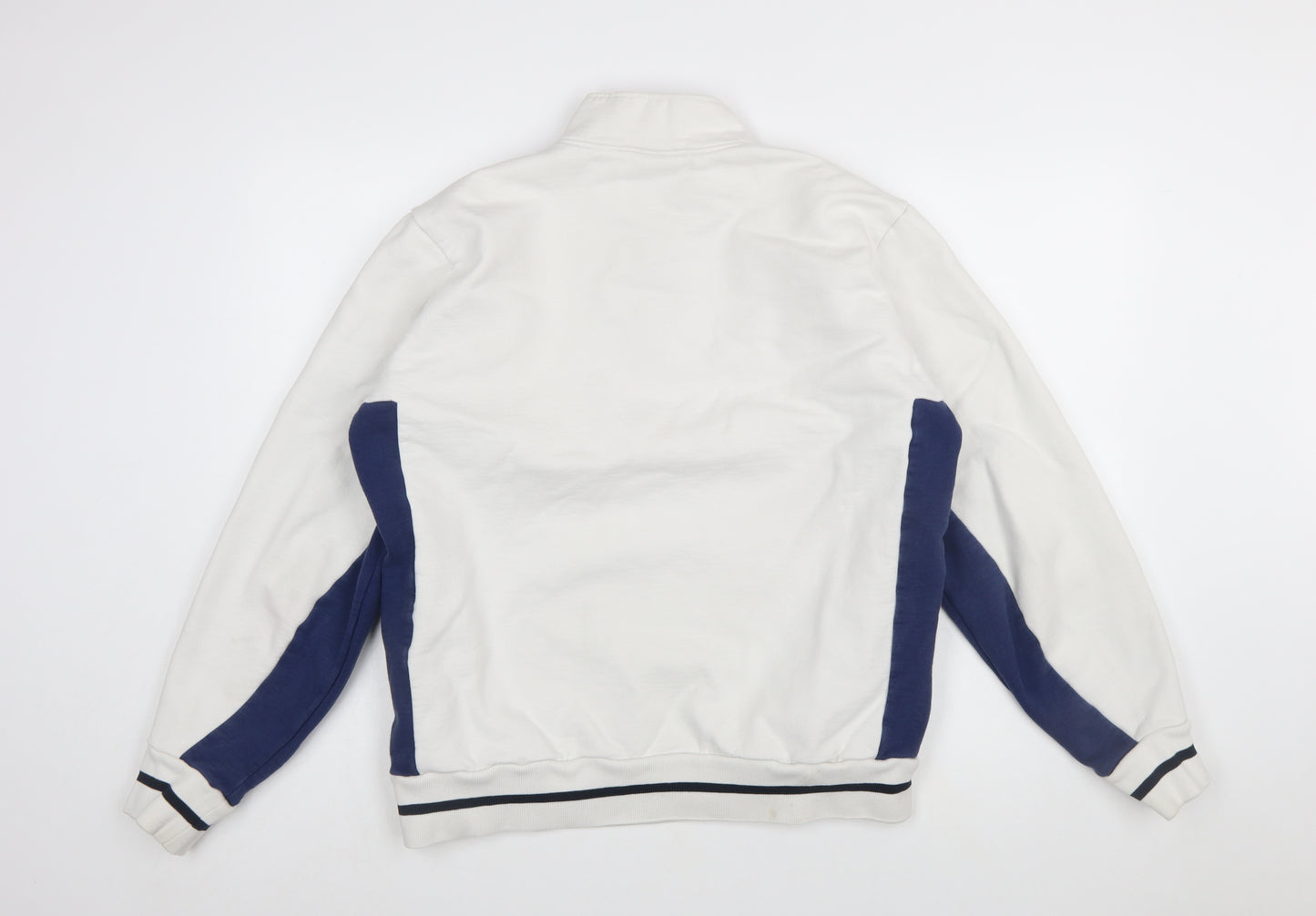 Hélas Men's White 1/4 Zip Cotton Sweatshirt L Regular Fit