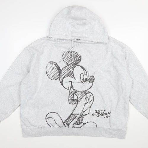 Disney Women Grey Mickey Mouse Hooded Sweatshirt 2XL