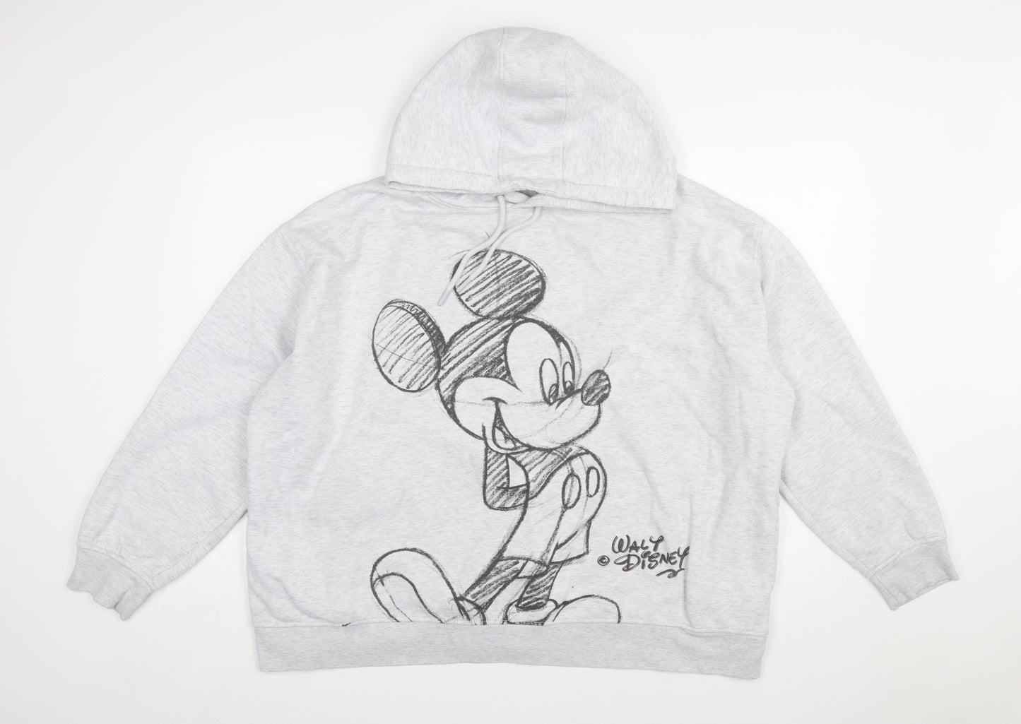 Disney Women Grey Mickey Mouse Hooded Sweatshirt 2XL