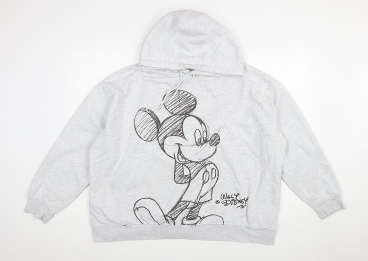 Disney Women Grey Mickey Mouse Hooded Sweatshirt 2XL
