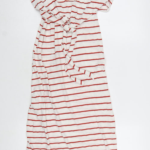 Zara Women White Striped Halter Slip Maxi Dress Size 10