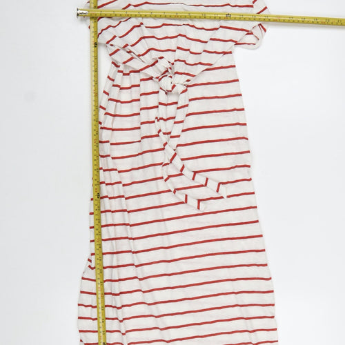 Zara Women White Striped Halter Slip Maxi Dress Size 10
