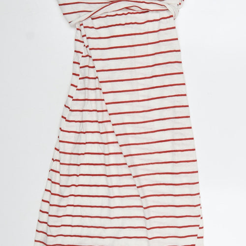 Zara Women White Striped Halter Slip Maxi Dress Size 10