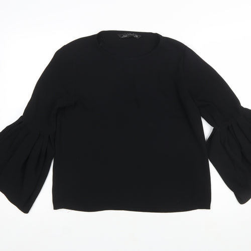 Zara Woman Black Bell Sleeve Blouse XS Women's Woven Top