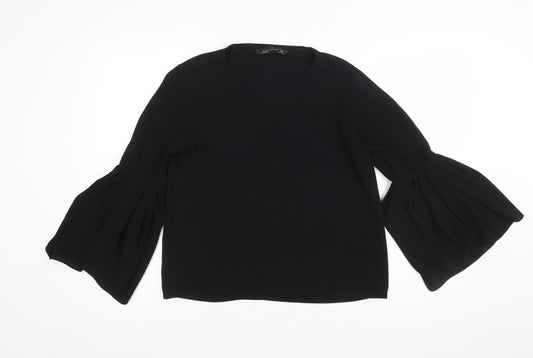 Zara Woman Black Bell Sleeve Blouse XS Women's Woven Top