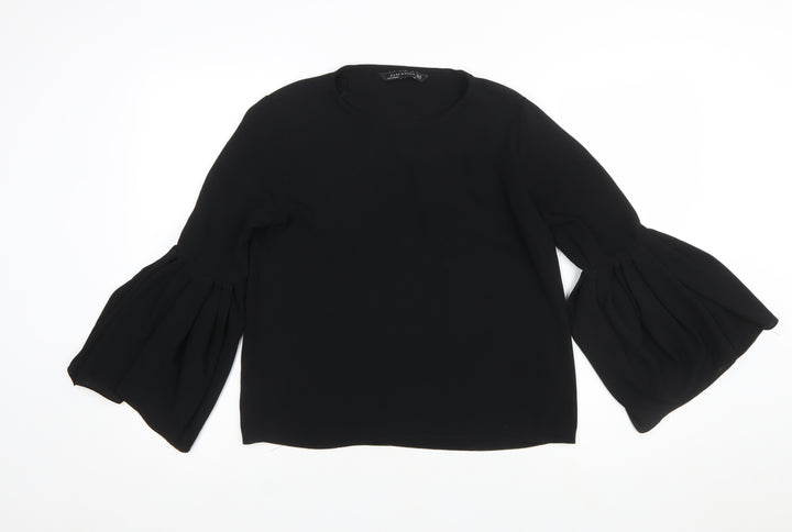 Zara Woman Black Bell Sleeve Blouse XS Women's Woven Top
