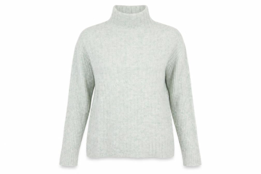 Front view of Jigsaw Women’s Grey Alpaca Wool Roll Neck Jumper XS