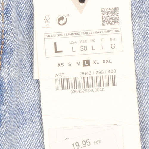 Zara Women Blue Denim Mini Skirt L High Rise Casual