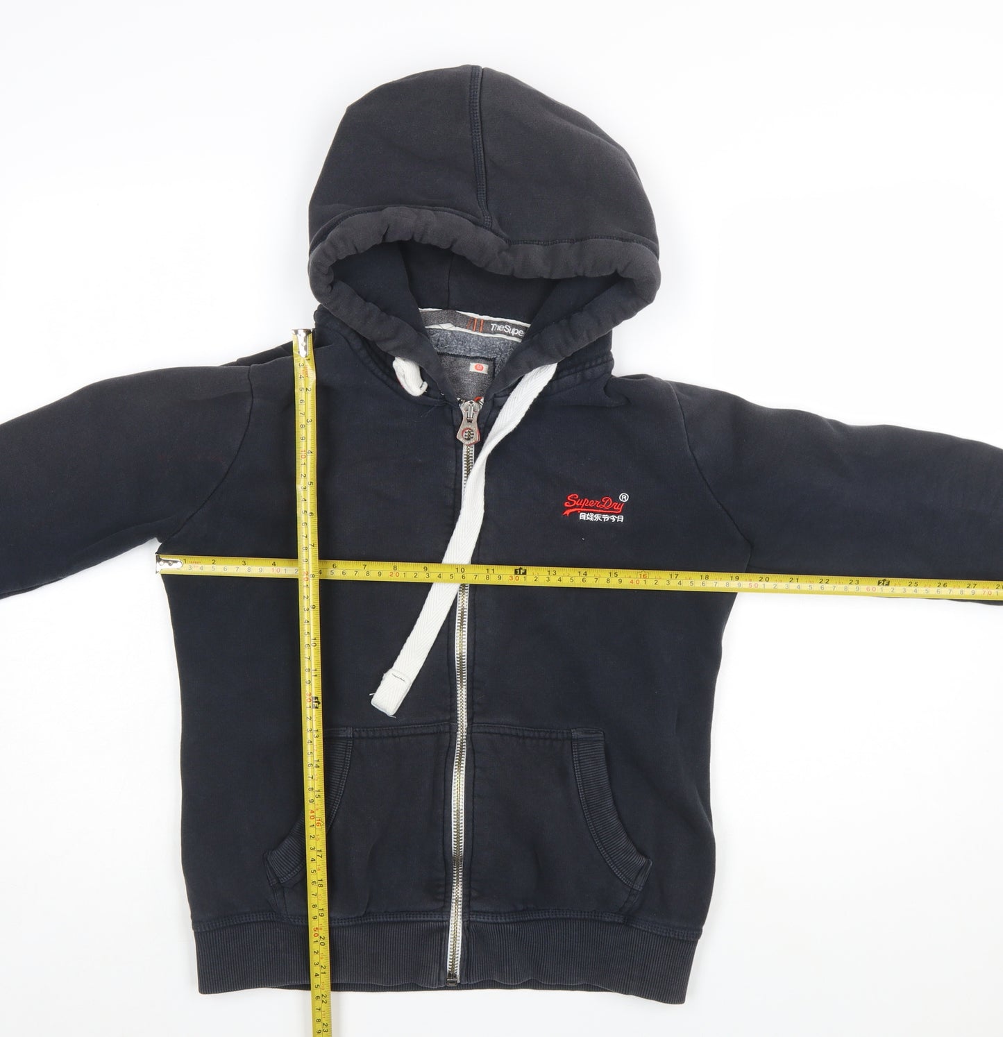 Superdry Men’s Black Full Zip Hoodie Medium Orange Label
