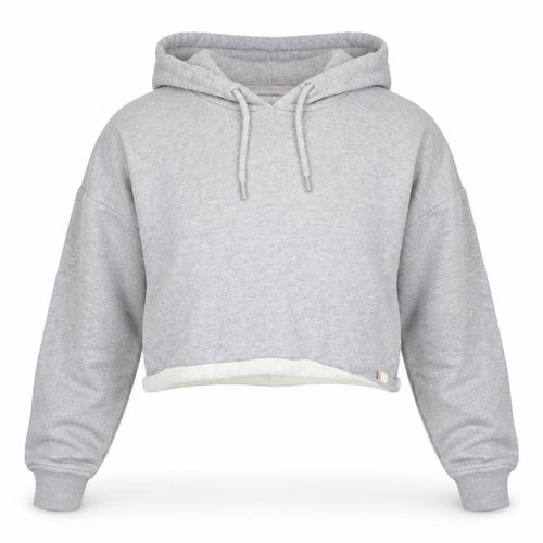 Superdry Womens Grey Cropped Hoodie UK 10 Pullover Hooded Sweatshirt