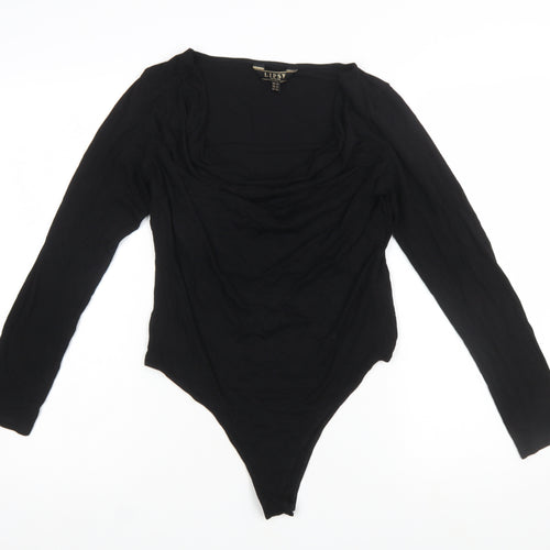 Lipsy London Women's Black Long Sleeve Bodysuit UK 14 Viscose Blend