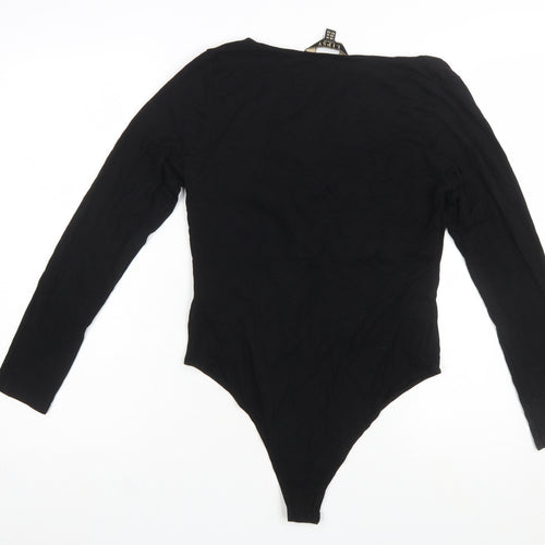Lipsy London Women's Black Long Sleeve Bodysuit UK 14 Viscose Blend