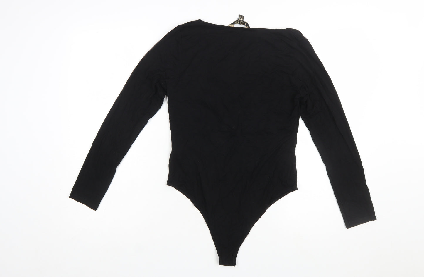 Lipsy London Women's Black Long Sleeve Bodysuit UK 14 Viscose Blend