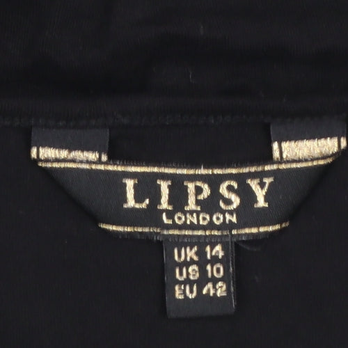 Lipsy London Women's Black Long Sleeve Bodysuit UK 14 Viscose Blend