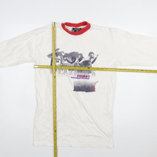 NBA Licensed Men's White Red Long Sleeve Detroit Pistons T-Shirt Size S