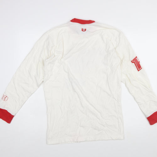 NBA Licensed Men's White Red Long Sleeve Detroit Pistons T-Shirt Size S