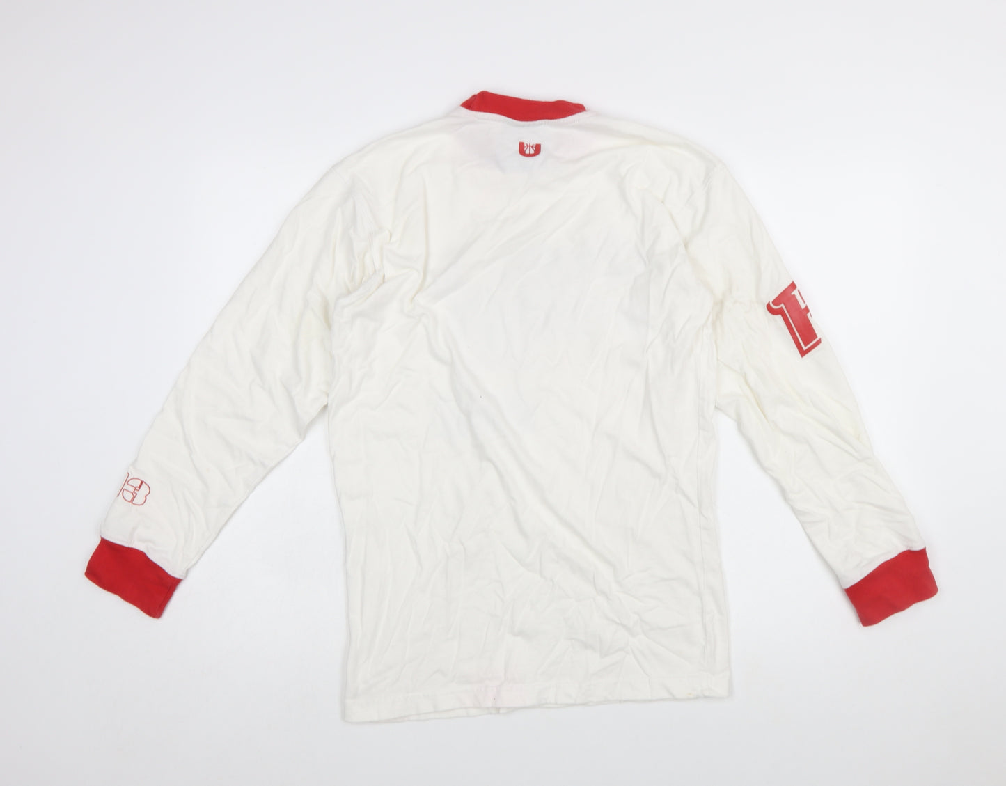 NBA Licensed Men's White Red Long Sleeve Detroit Pistons T-Shirt Size S