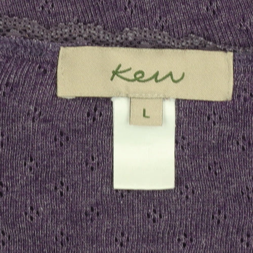 Kew Women Purple Cardigan L Long Sleeve V-Neck Knit