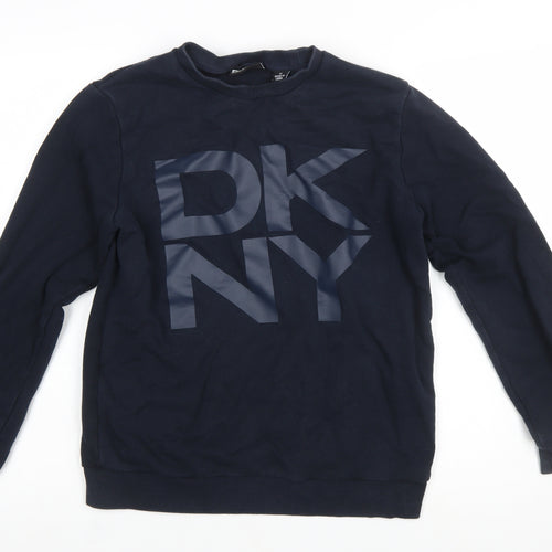 DKNY Women's Navy Blue Cotton Blend Pullover Sweatshirt M