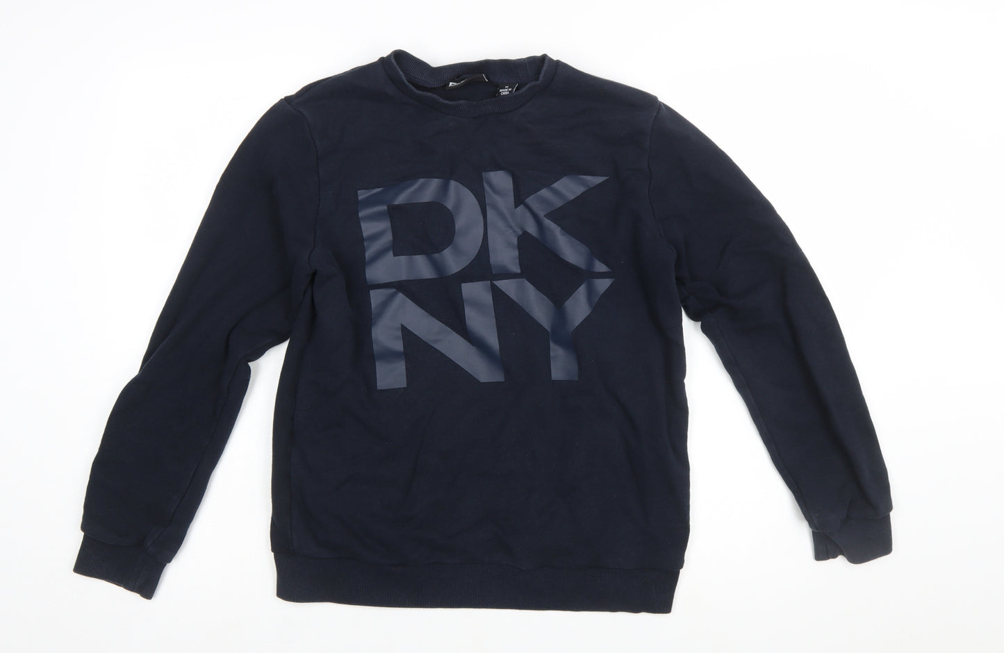 DKNY Women's Navy Blue Cotton Blend Pullover Sweatshirt M