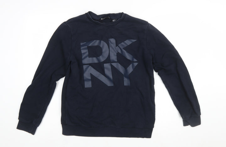 DKNY Women's Navy Blue Cotton Blend Pullover Sweatshirt M