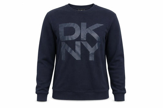 Front view of DKNY Women's Navy Blue Cotton Blend Pullover Sweatshirt M