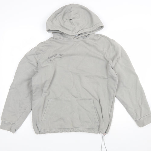 Topman Unisex Grey Cotton Pullover Hoodie M Relaxed Fit