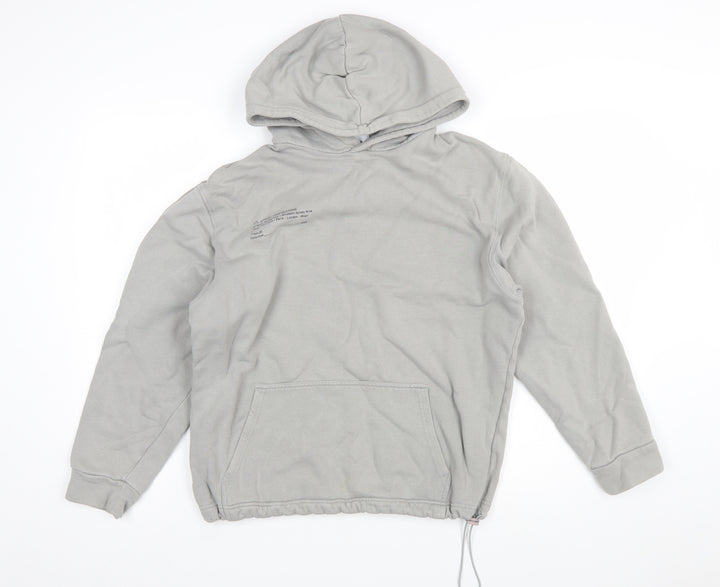 Topman Unisex Grey Cotton Pullover Hoodie M Relaxed Fit