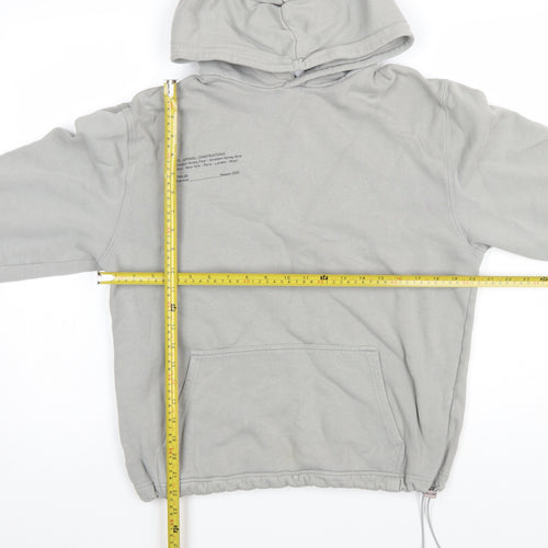 Topman Unisex Grey Cotton Pullover Hoodie M Relaxed Fit