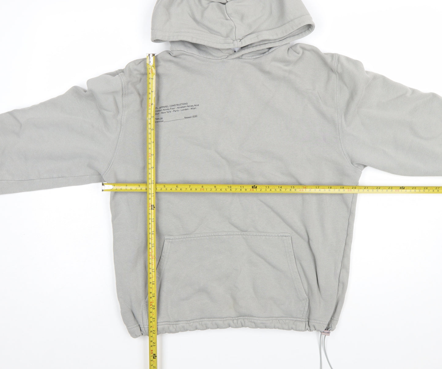Topman Unisex Grey Cotton Pullover Hoodie M Relaxed Fit
