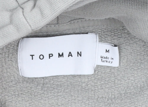 Topman Unisex Grey Cotton Pullover Hoodie M Relaxed Fit