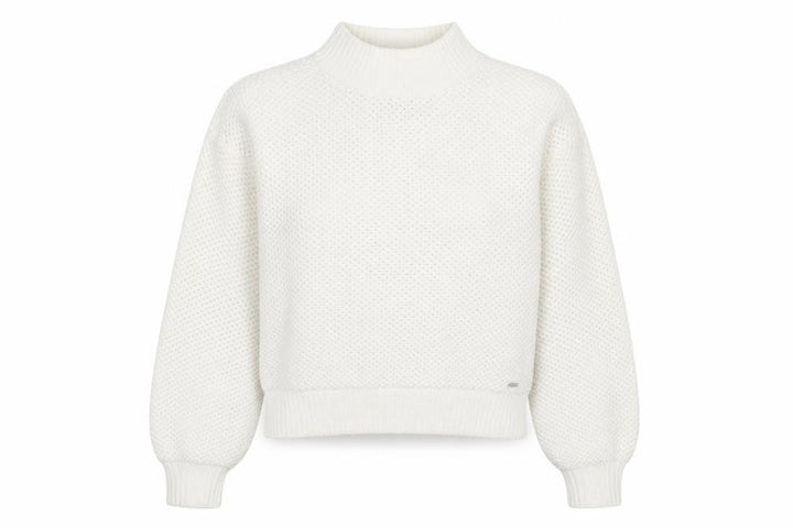 Hollister Women Ivory Mock Neck Chunky Knit Pullover Jumper XS