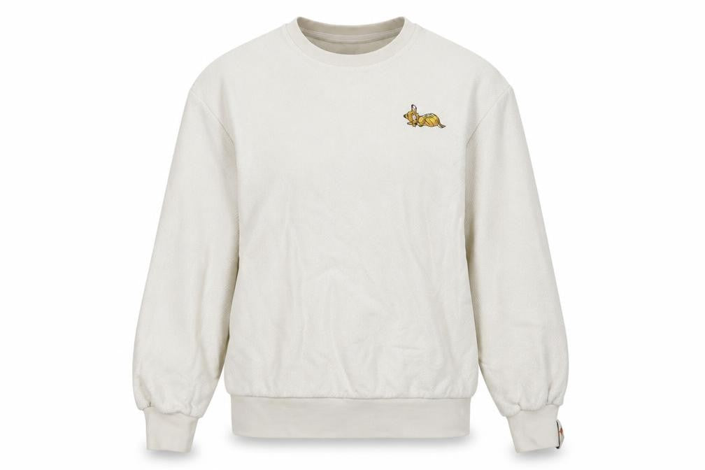 Front view of Disney Bambi Beige Women's Sweatshirt Small Pullover Embroidered Cartoon