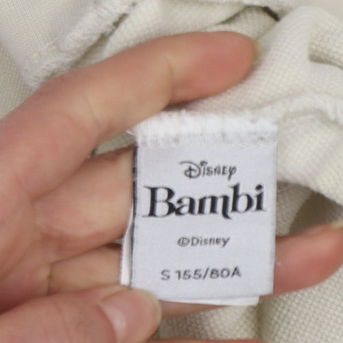 Disney Bambi Beige Women's Sweatshirt Small Pullover Embroidered Cartoon