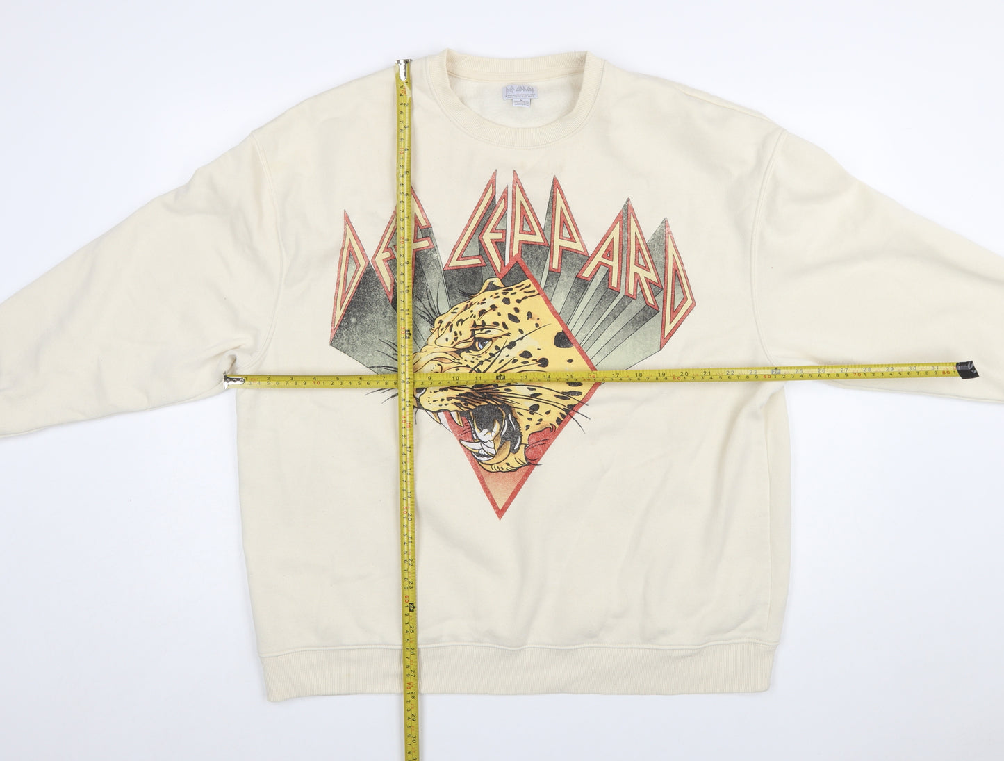 Def Leppard Women's Beige Graphic Crew Neck Sweatshirt Size M 12/14