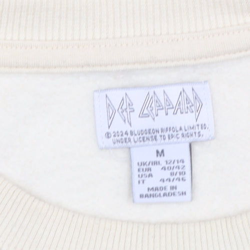 Def Leppard Women's Beige Graphic Crew Neck Sweatshirt Size M 12/14
