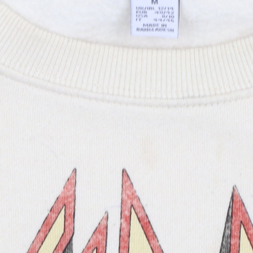 Def Leppard Women's Beige Graphic Crew Neck Sweatshirt Size M 12/14