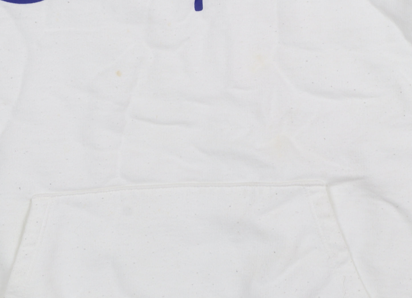 Champion Mens White Pullover Hoodie L Logo Athletic Fleece Sweatshirt