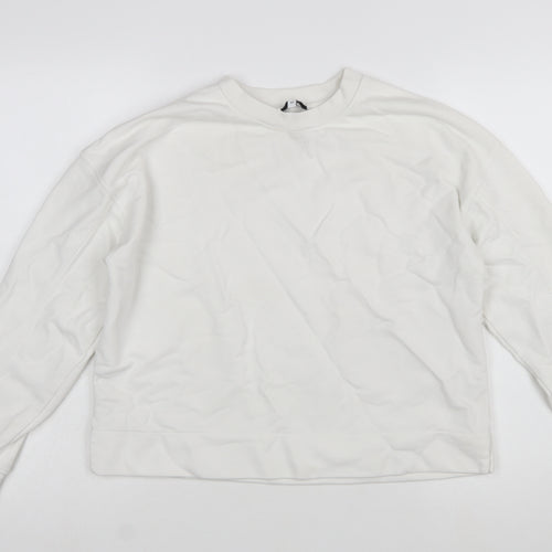 Reiss Womens White Cotton Blend Crew Neck Pullover Sweatshirt M