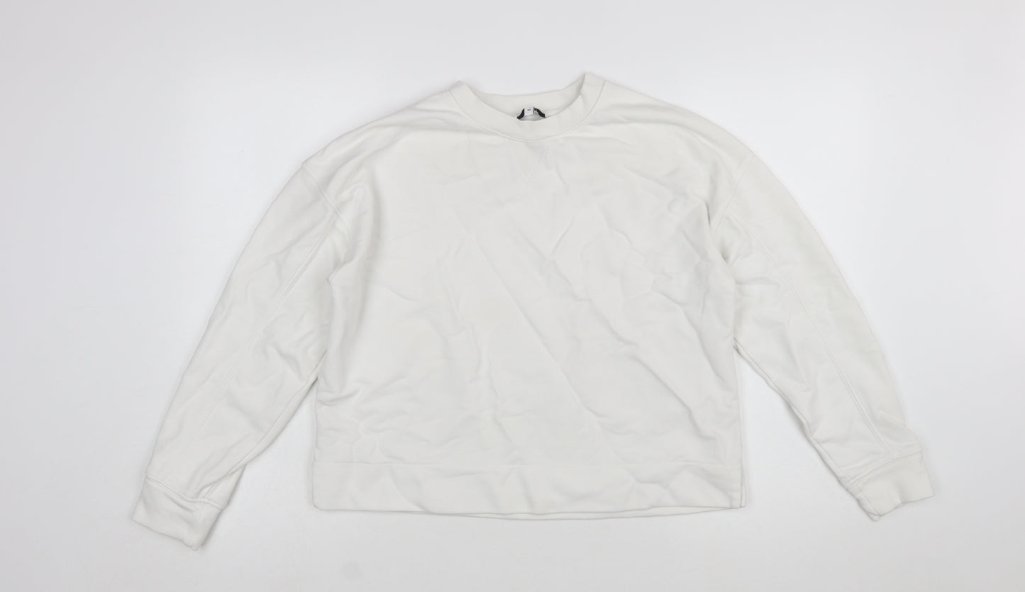 Reiss Womens White Cotton Blend Crew Neck Pullover Sweatshirt M