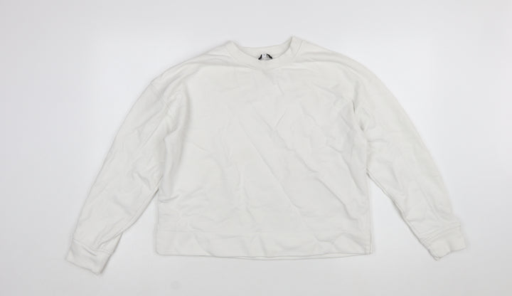 Reiss Womens White Cotton Blend Crew Neck Pullover Sweatshirt M